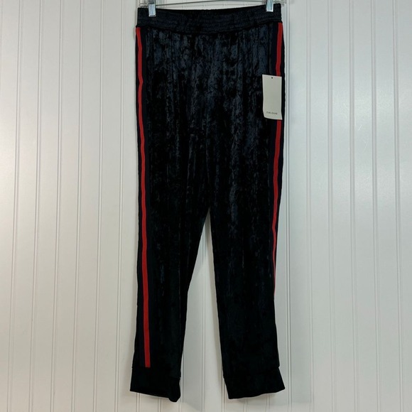 Zara Pants - Zara Basic Jogger Women's Black Small‎ Stripe Crushed Velvet Stripe Joggers